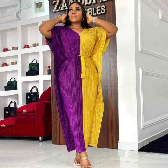 Hand Crafted | Dresses | Purple And Gold Kaftan Dress New | Poshmark